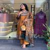Rust Brown 3-Piece Embroidered Suit with Printed Dupatta