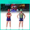 Ensemble de Costume de Cosplay Mario Unique Avec Chapeau, Gants, Moustache et Bretelles Pour Adultes