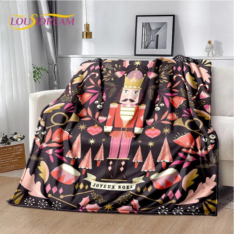 Christmas Tree New Year Nutcracker Cartoon Fairy Tales Blanket,Soft Throw Blanket for Home Bedroom Bed Sofa Cover Child Gift