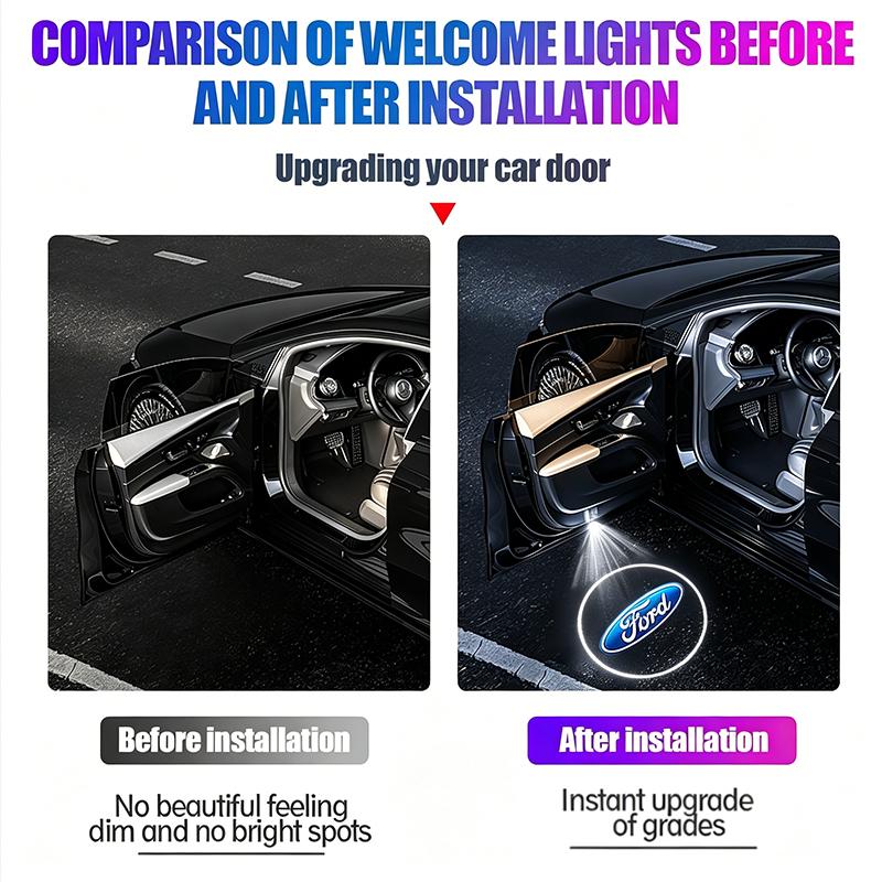 2Pcs LED Car Door Projector Lamps Welcome Lights Accessories For Ford ST Line Focus Mustang Fiesta Puma Ranger Kuga MK7 MAX F150