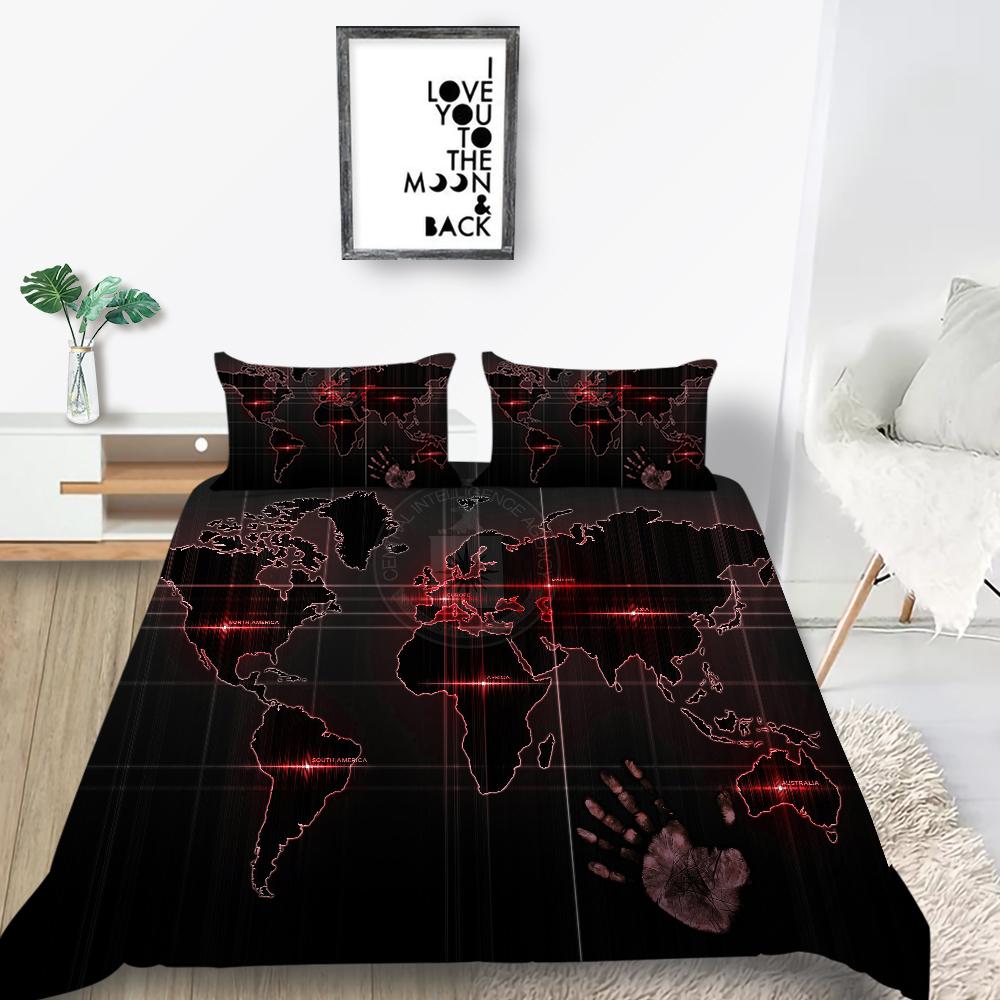 New Fashion Unique Design Duvet Cover Set Map Bedding Cover Suit Sea Quilt Cover Soft Cover Set Boys Twin Size Bed Clothes