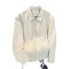 American Style Spring/Autumn Breathable Casual Jacket - Pure Color, Long-Sleeved, Loose Fit Fashion Top