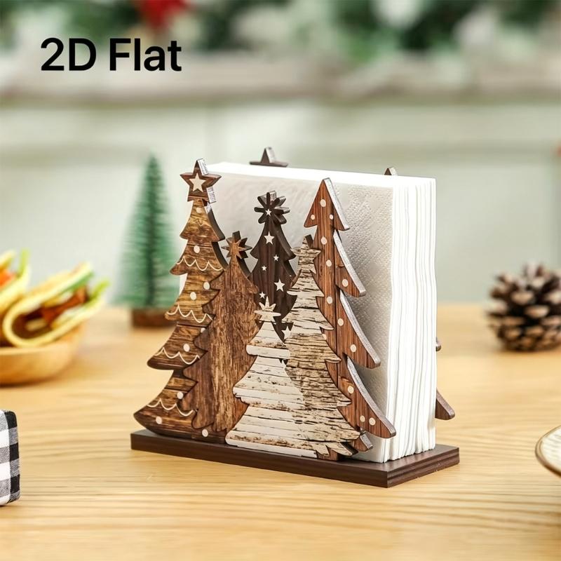 Dekorativer Holz-Serviettenhalter mit filigranem Ausschnittdesign Küchen-Papiertuchspender Tischdekoration für Partys Geeignet für Büros und Cafés