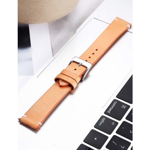 BINLUN Genuine Leather Watch Band, Quick Release, Replacement Strap for Men and Women, Unisex, 12mm, 14mm, 16mm, 18mm, 20mm, 22mm, 24mm, 4 Colors (Ora