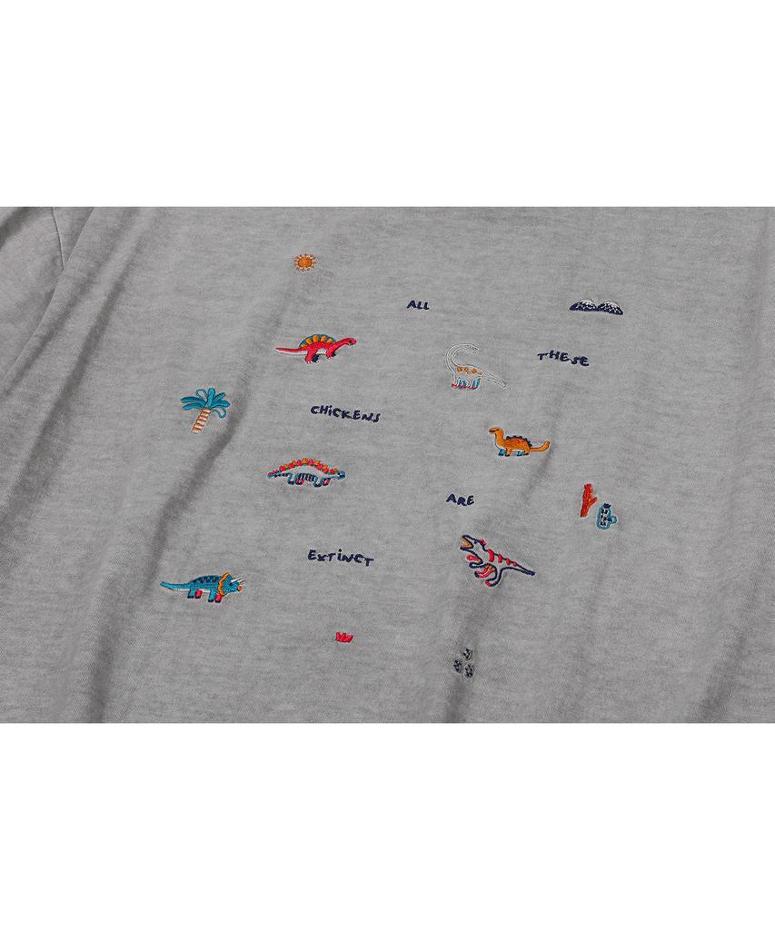 CPGN STUDIO Dino Stitch Embroidered Pigment Short Sleeve T-Shirt Ghost Grey