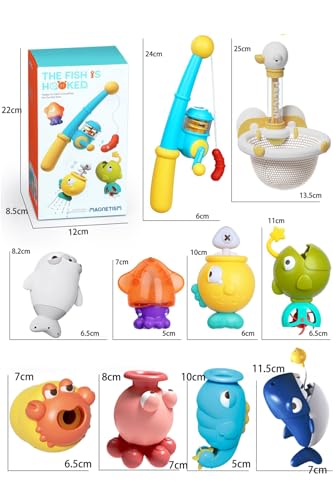Bath Toy Fishing Game Water Play Toy Gift Fishing Game Pool Magnetic Fishing Set Cute Water Gun Water Wheel Shower Fountain Bath Toy Birthday Present