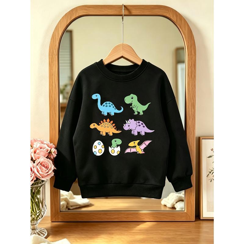 1pc Colorful Cartoon Dinosaurs: A Prehistoric Adventure Boys' Crewneck Sweatshirt,