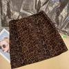 Spicy Retro Leopard Print A-Line Mini Skirt for Women - High Waist, Slimming, Autumn/Winter 2024 Collection