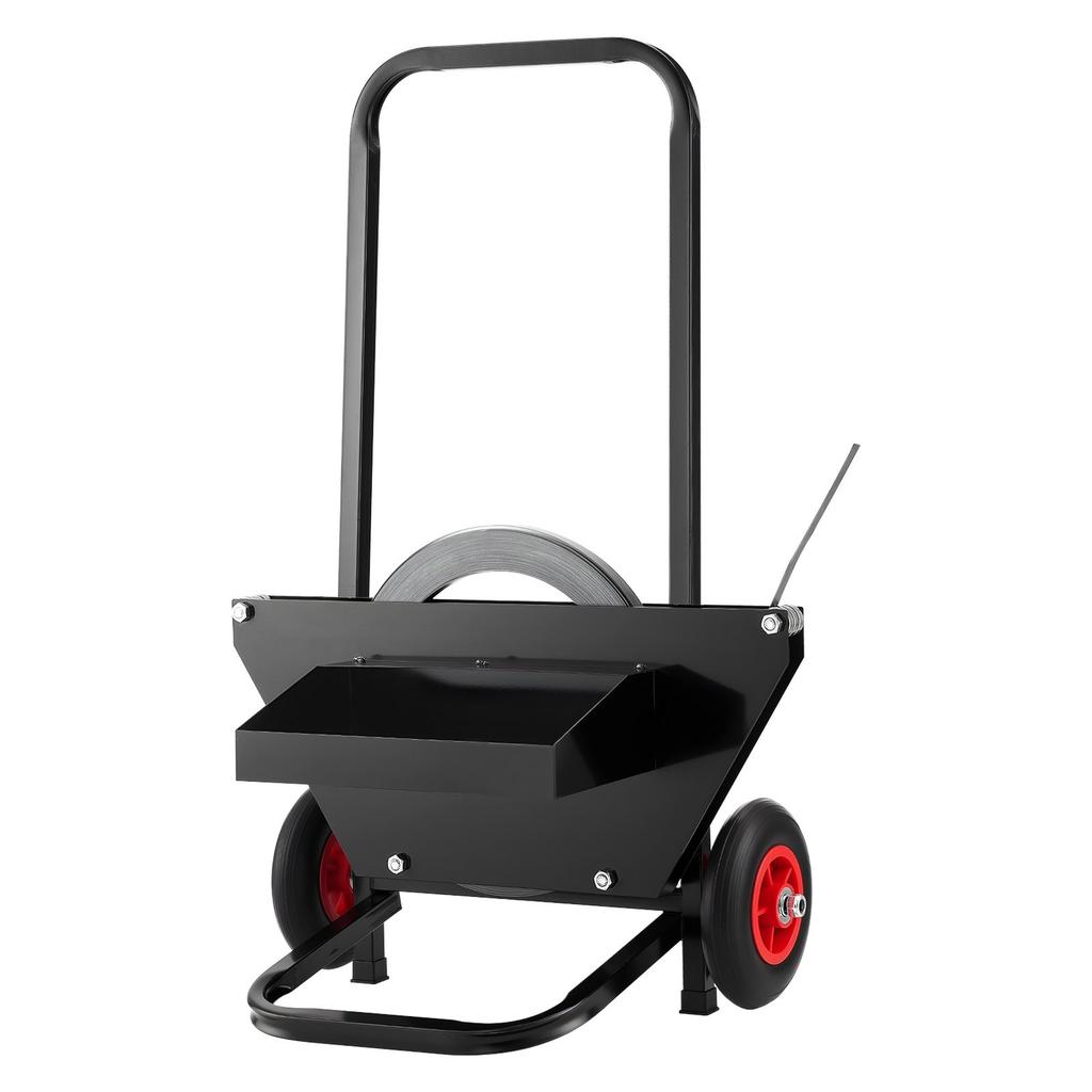 Banding Strapping Cart, Fit for Steel Strapping Coils with 600 mm Core Outer Size, Heavy Duty Strapping Dispenser with Rubber Wheels, Suitable for