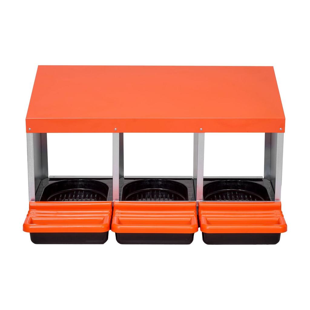 Chicken Nesting Boxes, 3 Compartments, Metal Egg Laying Boxes with Protective Collection Lids, Roll Out Nesting Box, Easy to Assemble, Ideal for Hens,