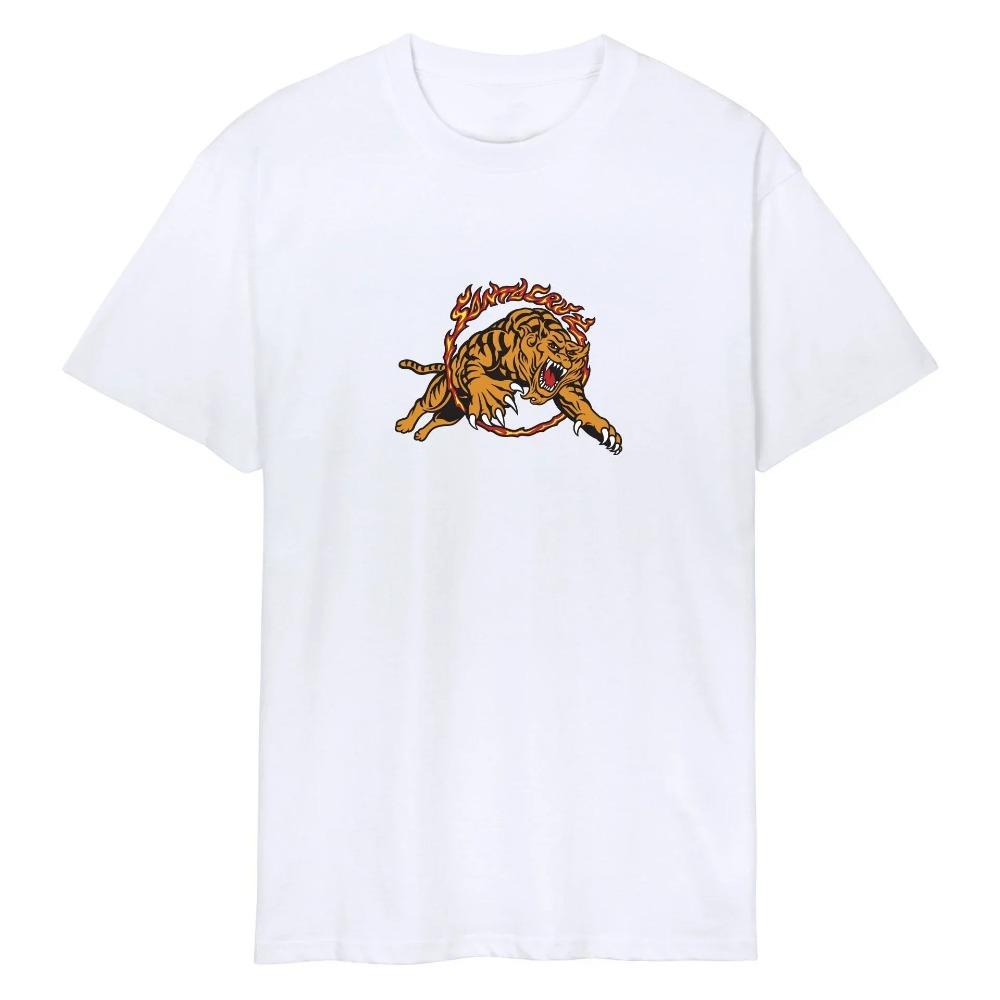 Skateboard Casual Cotton Men's T-Shirt Loose Sports Cruz Women Short Sleeve Tiger Print Street Trend Hip Hop Harajuku Clothing