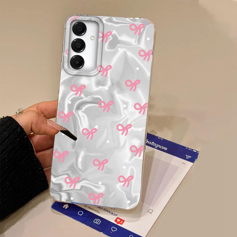 Circular Dots Black Bow Women Girls Phone Case for Samsung Galaxy A55 A56 A36 A26 A16 A53 A06 A14 A24 A34 A54 A15 A25 A35 Cover