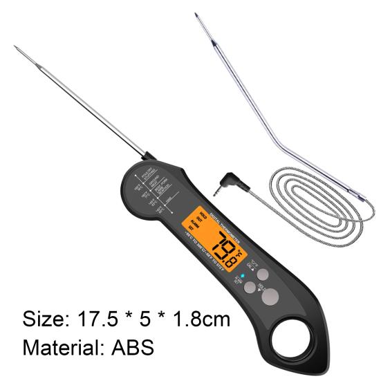 1 sada Cooking Thermometer Vodotěsný Dvojitá sonda ABS Průhledný Digitální displej Masový teploměr Kuchyňské doplňky