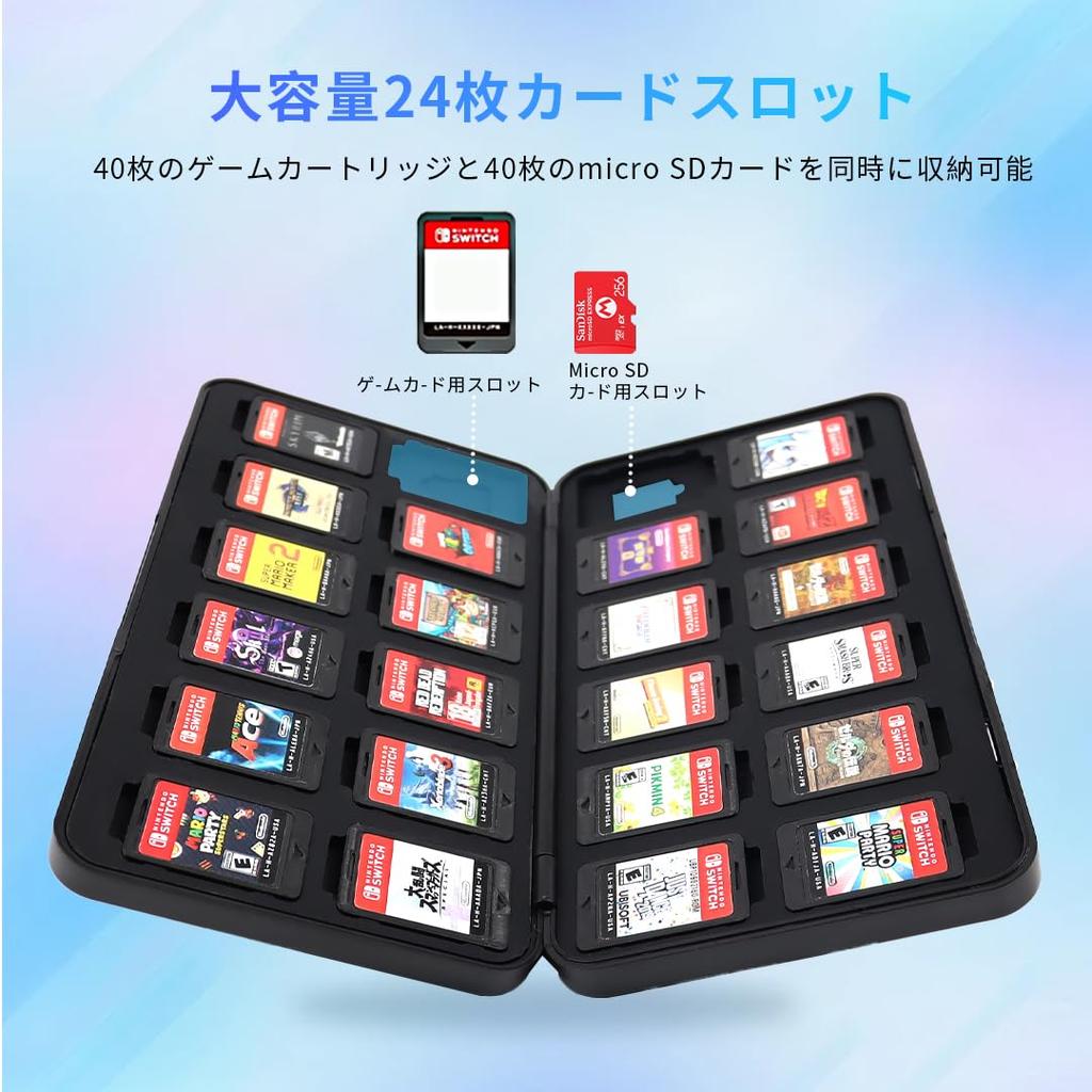 RALAN Game Card Case for Compatible with Nintendo Holds 24 Cards 24 SD Includes 4 and Memory and and Compact Soft Case for Easy Portability Switch,