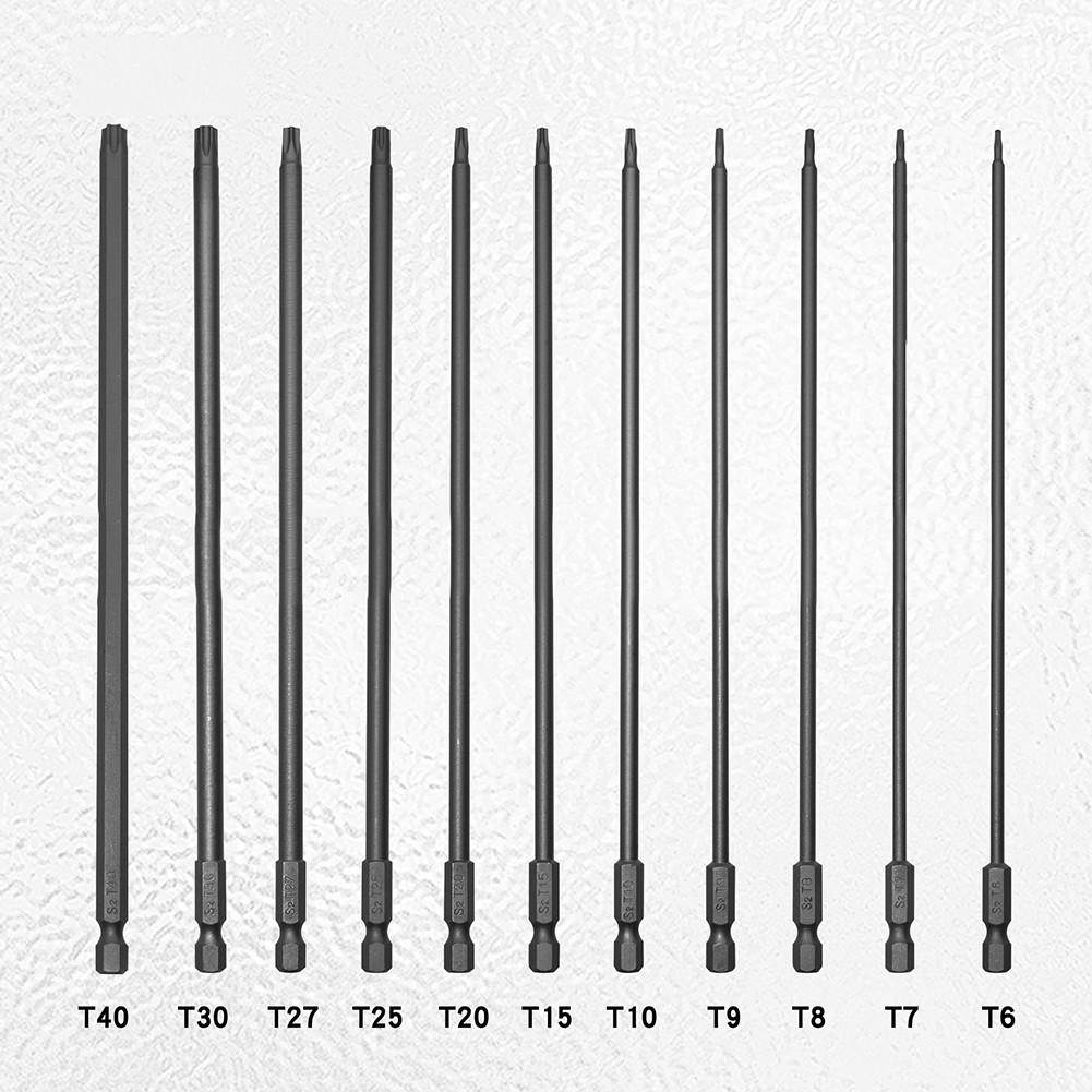 11pcs  for Torx Screwdriver Bit Magnetic With Hole Hex Shank for Electric Drill 200mm
