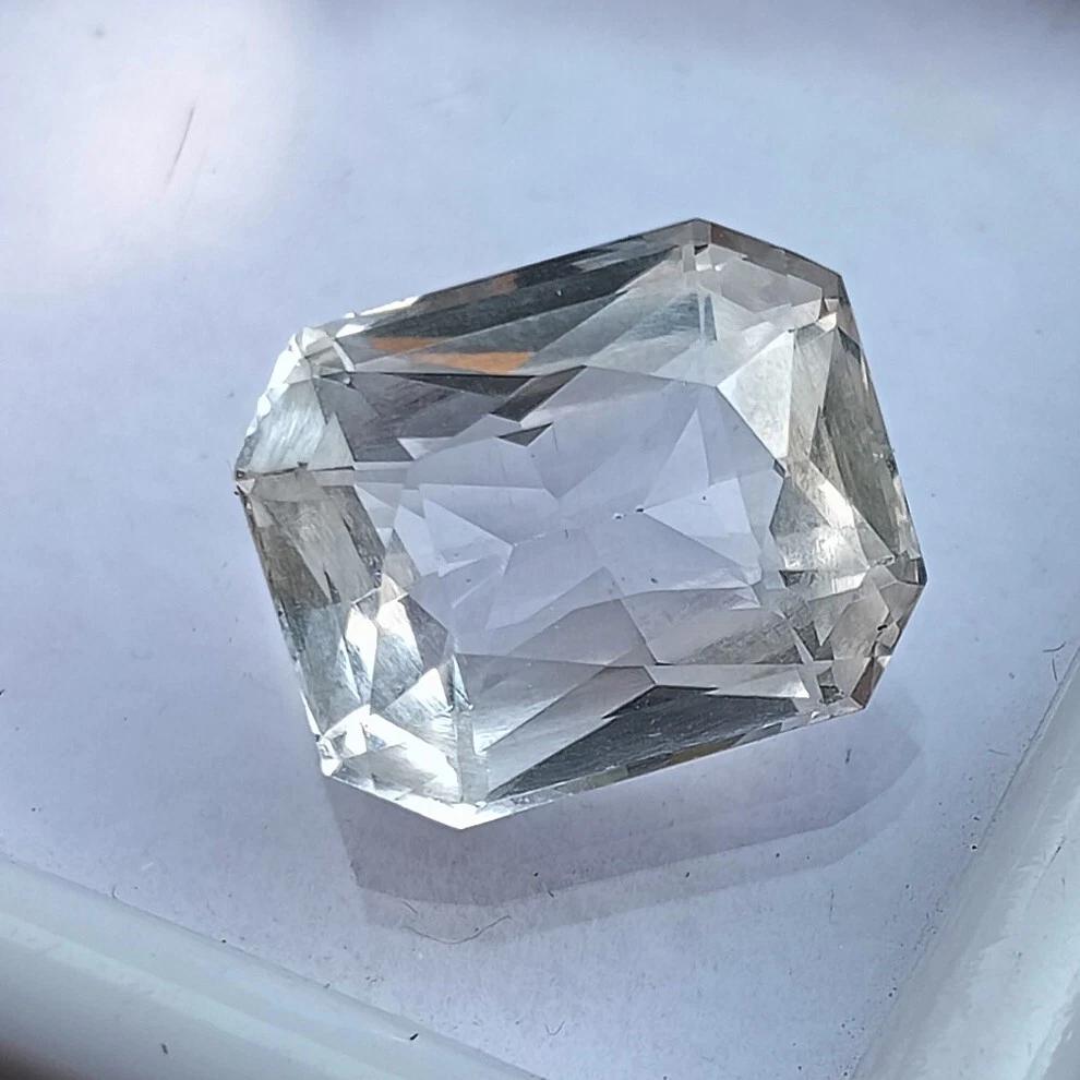 Fabulous White Sapphire Natural Emerald Cut 12+ Ct Certified Loose Gemstone