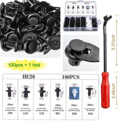 100 pezzi Clip di fissaggio per auto Vite di espansione nera Clip di fissaggio per paraurti per auto Clip di fissaggio per pannelli parafango per auto misti Rivetti di plastica Clip di fissaggio a pressione
