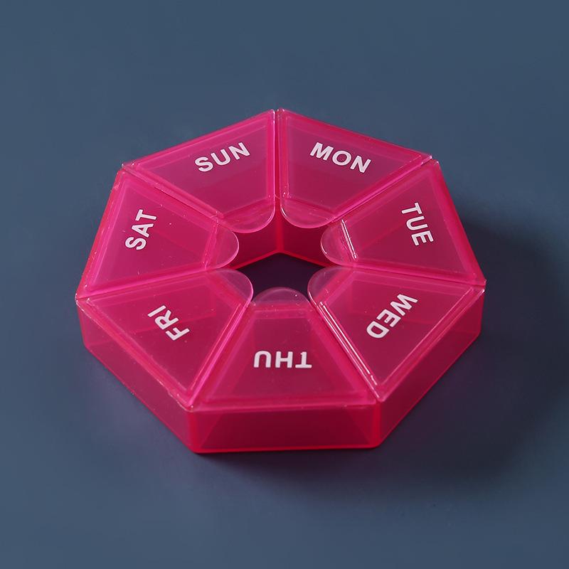 Seven-Day Transparent Pill Organizer - Portable, Colored, Weekly Medicine Storage Box