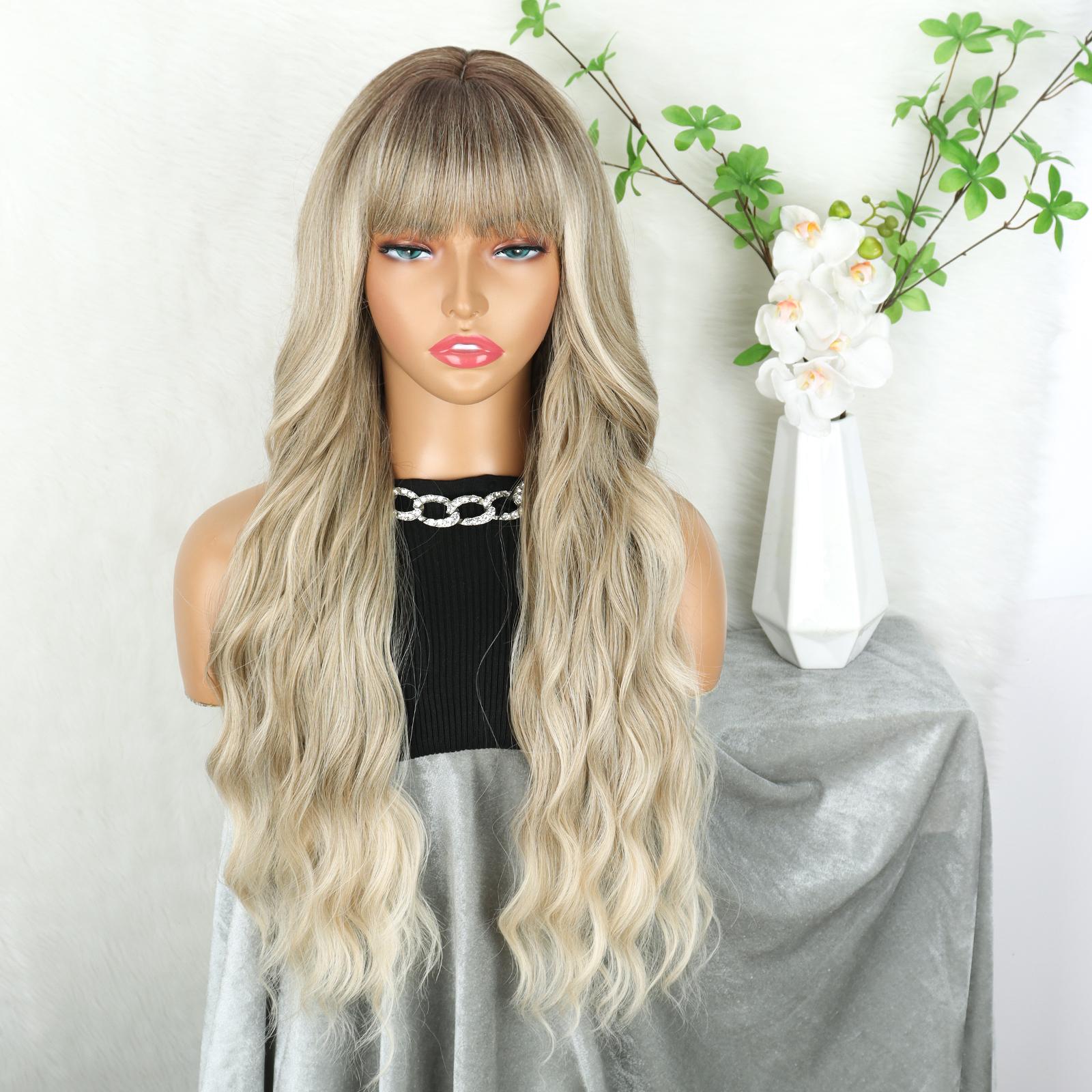 

MERISIHAIR синтетические длинные волнистые парики с наращиванием челки натуральный светлый блондин парик из высокотемпературного волокна для женщин косплей 65cm