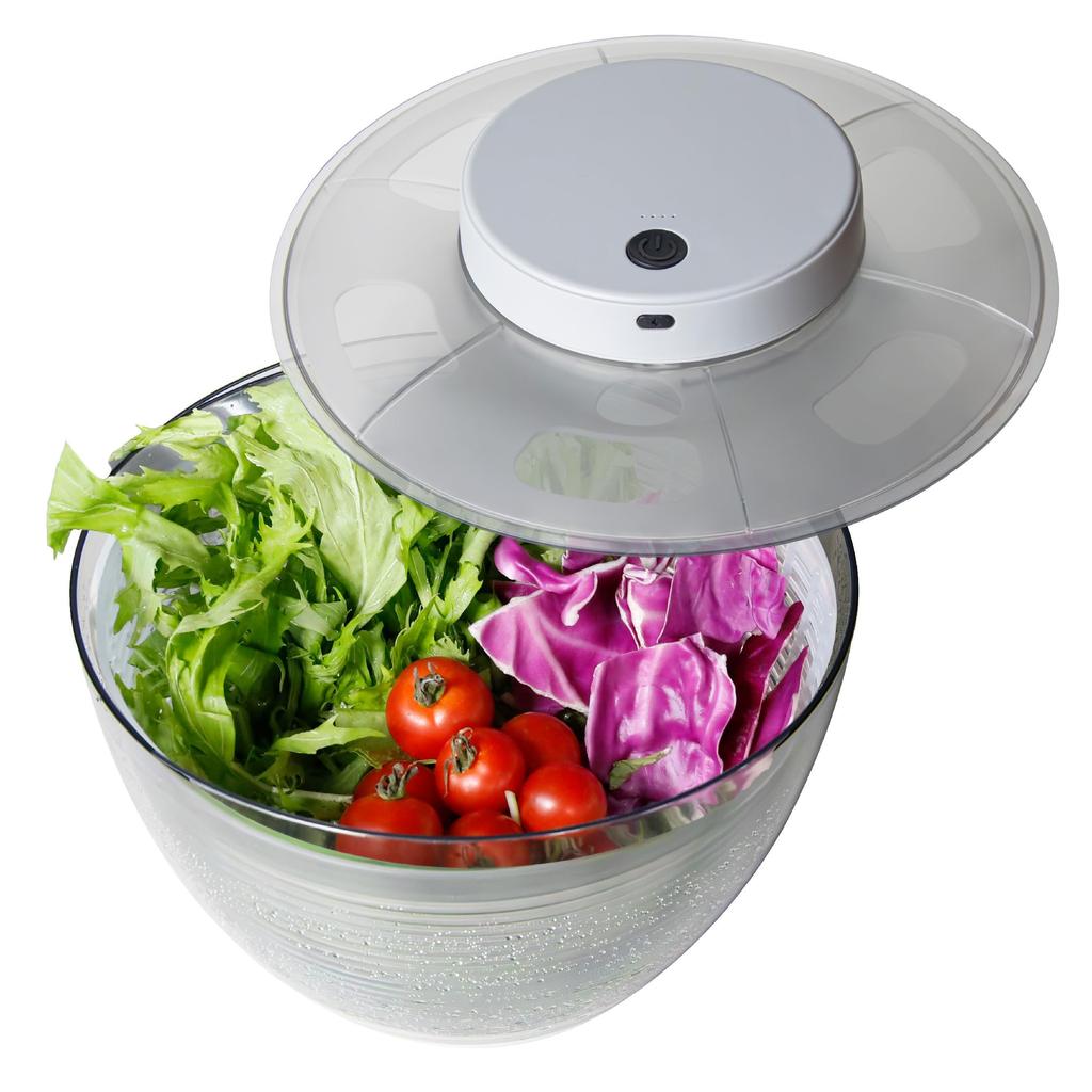 CB Japan Electric Cordless Salad Spinner, Vegetable Drainer, 4.75L Large Capacity, Cordless Type, USB Rechargeable, Cordless Salad Spinner, Atomico