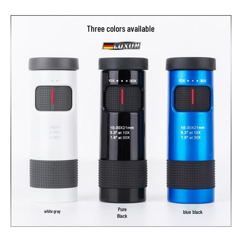 LUXUN 10-30x21 Pocket Monocular: Variable Magnification, High-Definition, Three Colors, Portable for Outdoor Use
