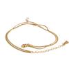 Yhpup Stainless Steel Zirconia Snake Chain Double Layer Anklet Exquisite Fashion Basic Casual Lightweight Jewelry Gift
