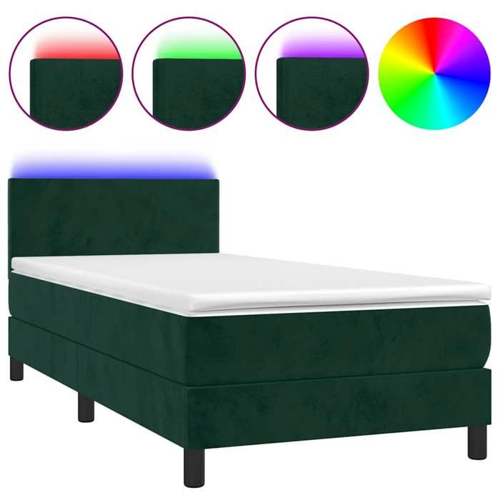 Maison Exclusive - Sommier à lattes de lit avec matelas et LED Vert foncé 80x200cm