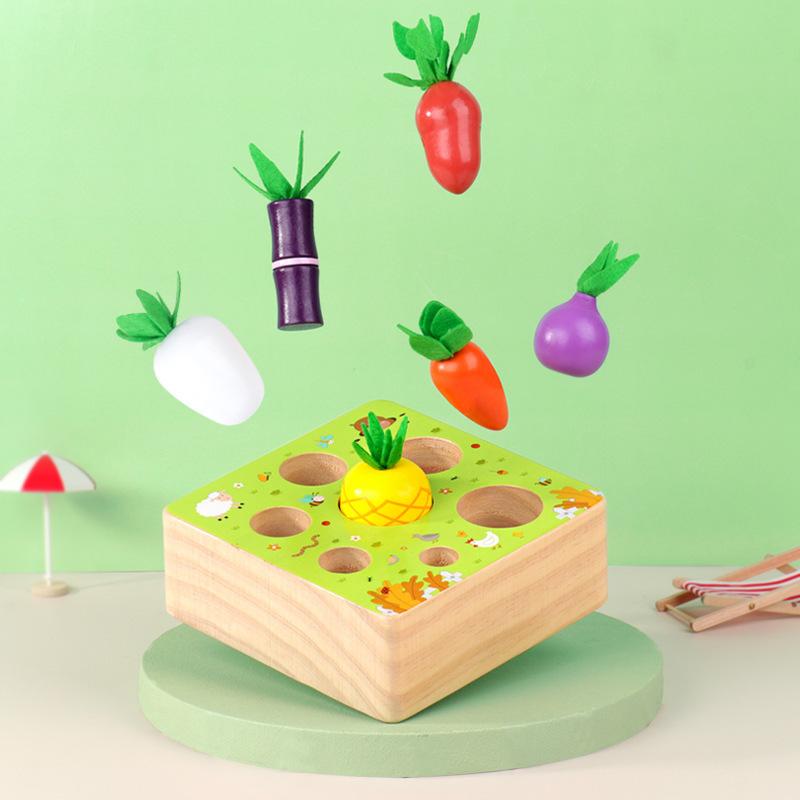 Happy Farm Pull Radish Splicing Building Block Children's Early Education Fruits and Vegetables Cognitive Training Educational Toys