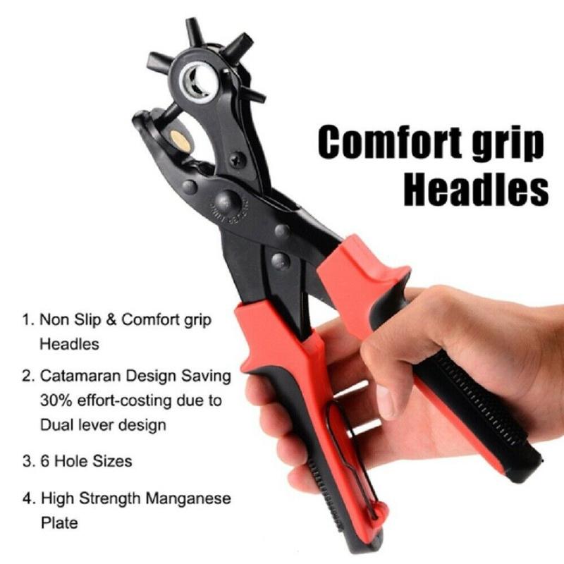 

10 Leather Hole Punch Heavy Duty Hand Pliers Belt Holes 6 Sized Puncher Tool US