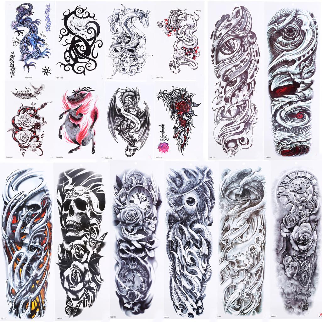 16 Stück gefälschte Tattoo-Aufkleber, temporäre, wasserdichte, große Körperkunst-Tattoos für Arme, Beine