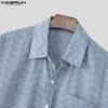INCERUN Oversized Men Summer Lapel Neck Short Sleeve Buttons Print Casual Loose Shirts
