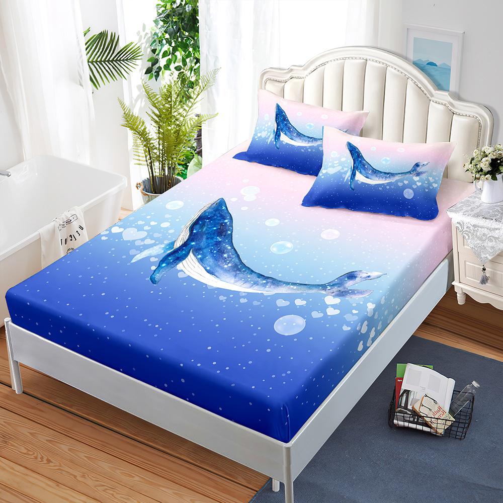 Cearceaf cu elastic Delfin Broască Țestoasă Protecție Saltea Albastru Marin Lenjerie de Pat Cearceaf Elastic Copii Husă Pat Twin Full Queen King Size