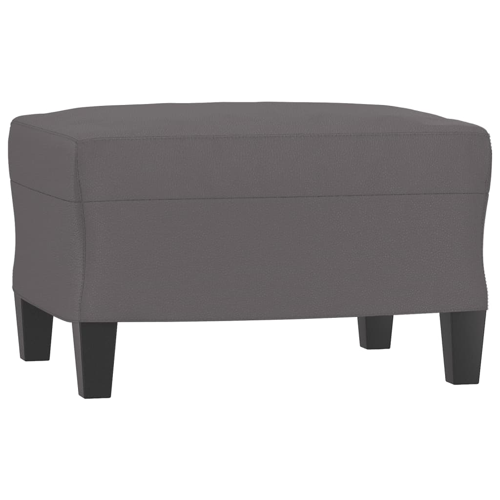 Vidaxl 3-Seater Sofa with Footstool, Grey, 180 Cm, Faux Leather