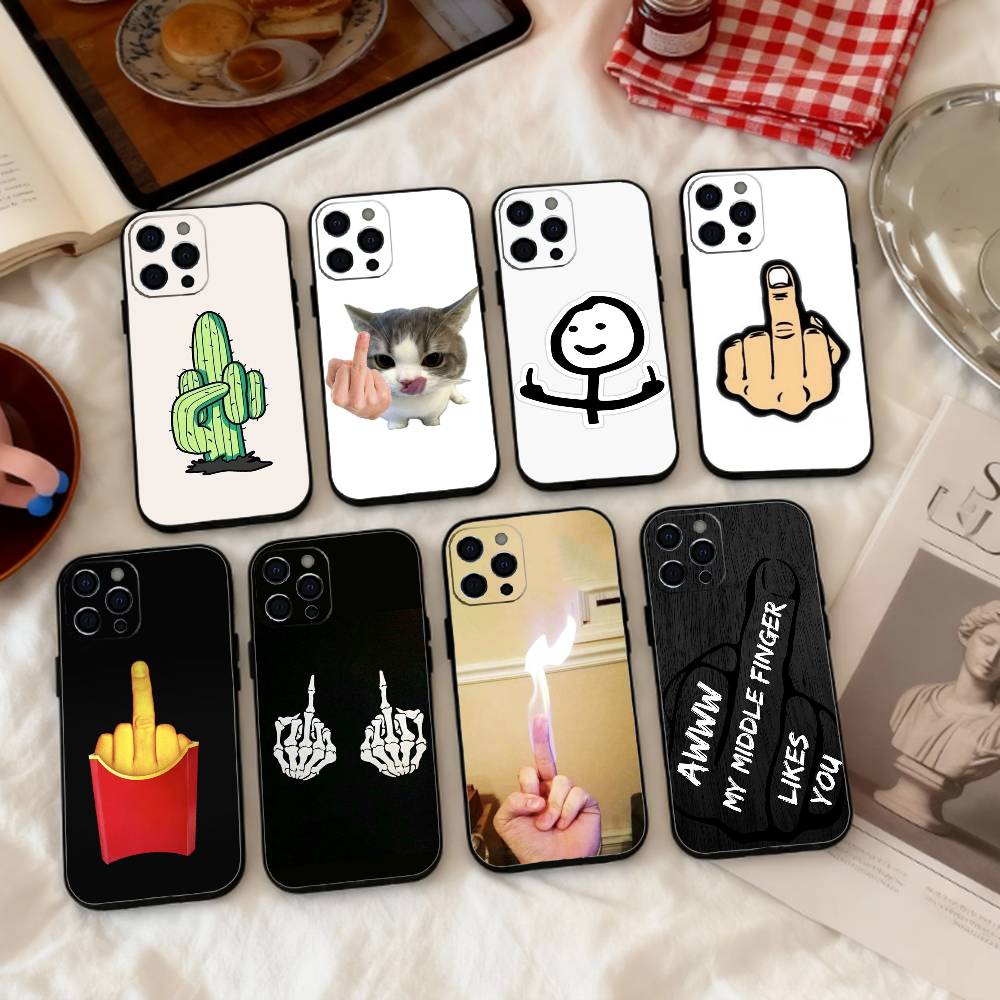 H-Hilarious M-Middle Finger Phone Case Silicone Soft For IPhone 17 16 15 14 13 12 11 X XR Plus Pro Max Plus