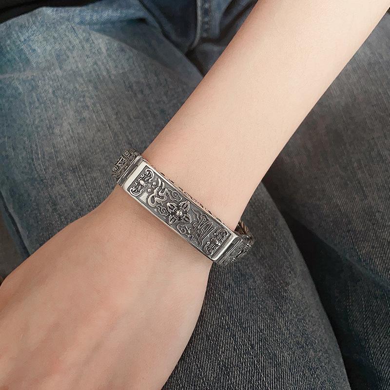 Six Character Mantra Turning Sutra Wheel Road Tong Yun Chao Xuan Retro Buddhist Door Bracelet Men's Jewelry