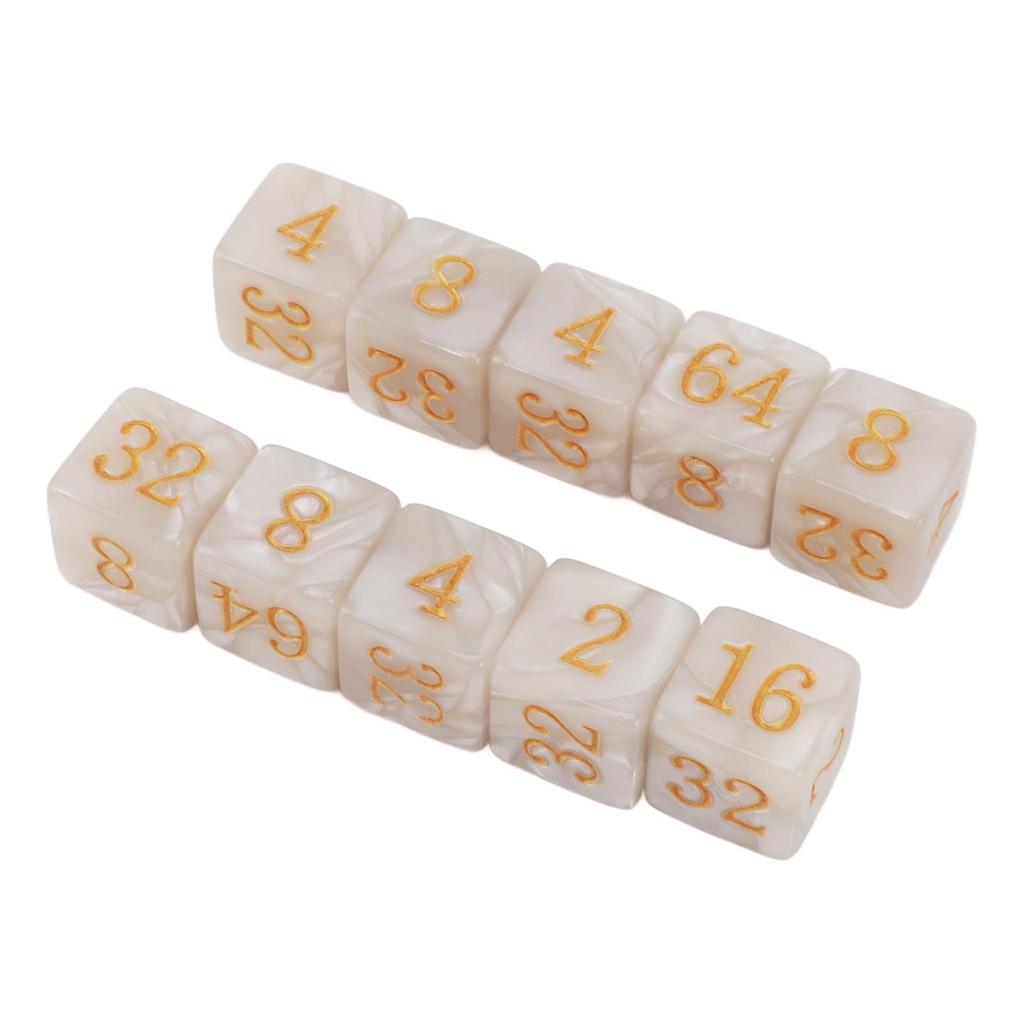 30PCS Number Dice Six Sided Multiples of 2 Number Plastic Light Weight Portable Dice   for Teaching Board Games