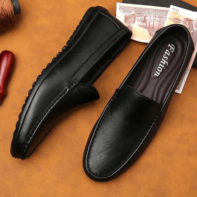Luxury Men Boat Shoes Genuine Leather Breathable Mens Loafers Shoes Male Moccasins Flat Footwear Slip On Men Casual Summer Shoes