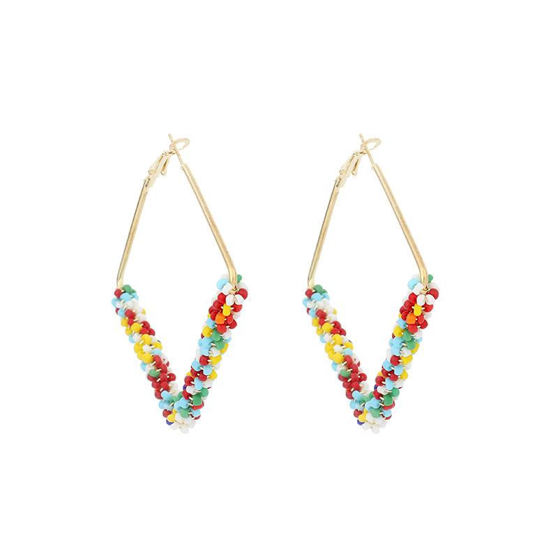

Bohemian rice bead earrings, European and American new personalized earrings trend різнокольоровий