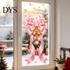 Santa Claus Glass Stickers Static Sticker, Christmas Theme Bow Pattern Print, Removable Party Supplies Electrostatic PVC Film for Home And Store Doors