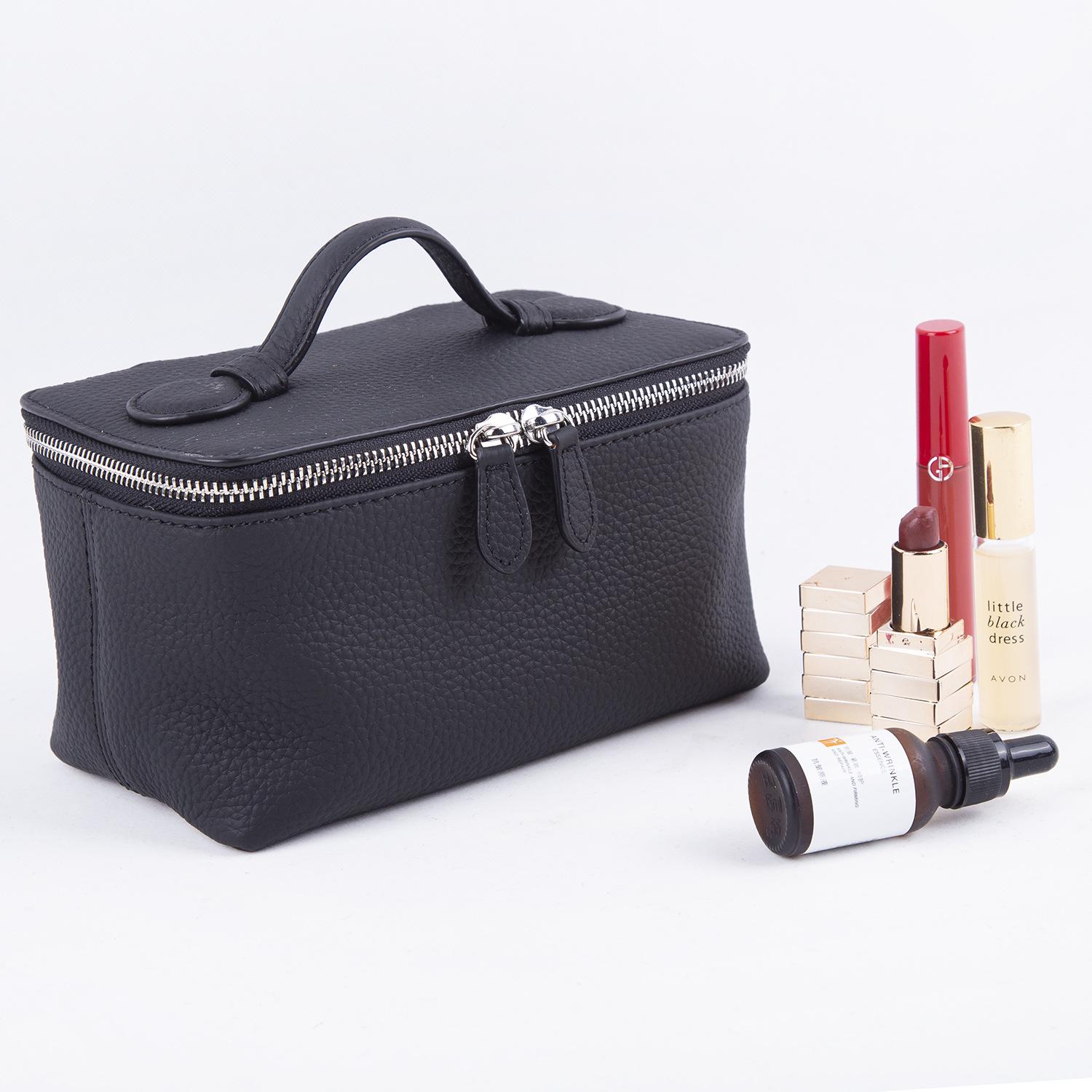 

Handmade Cowhide Makeup & Toiletry Bag - Large Capacity, Portable Lipstick Storage