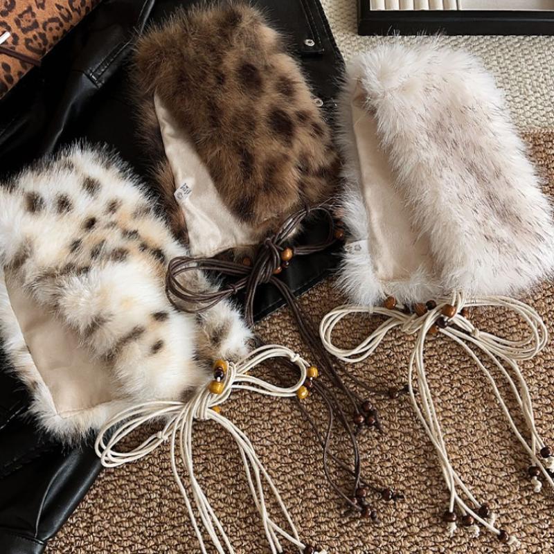 Y2K Leopard Furry Fur Belt Vintage Gothic Imitation Belts Sexy Hiphop Waistband Jeans Pants Decor Belt