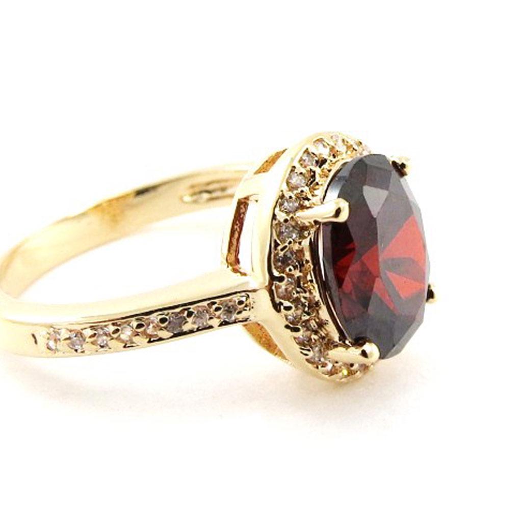 Gold Plated Ring 'Victorina' Golden Garnet - 12x11 Mm