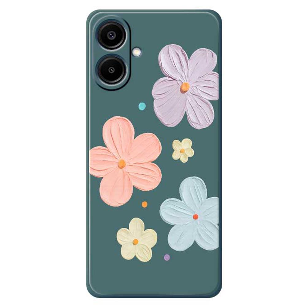 For Samsung Galaxy A07 4G Case Four Color Flowers Pattern Printing Straight Edge TPU Phone Back Cover