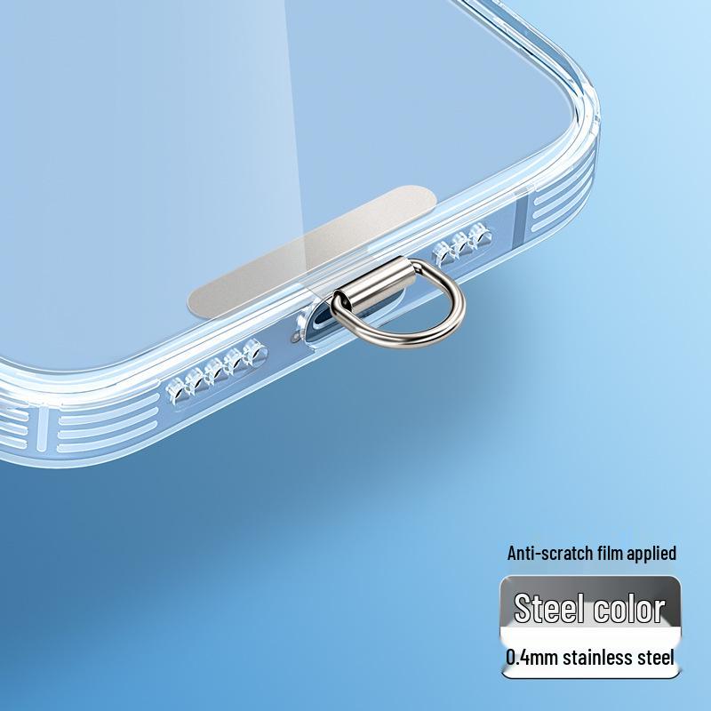 Ultra-Thin Stainless Steel Rotating Phone Lanyard Clip with Anti-Lost Sticker