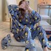 Pajamas Women Winter Flannel Korean Version of The Long-sleeved Thickened Plus Velvet Coral Fleece Cute Autumn and Winter Home Service Suit Women
