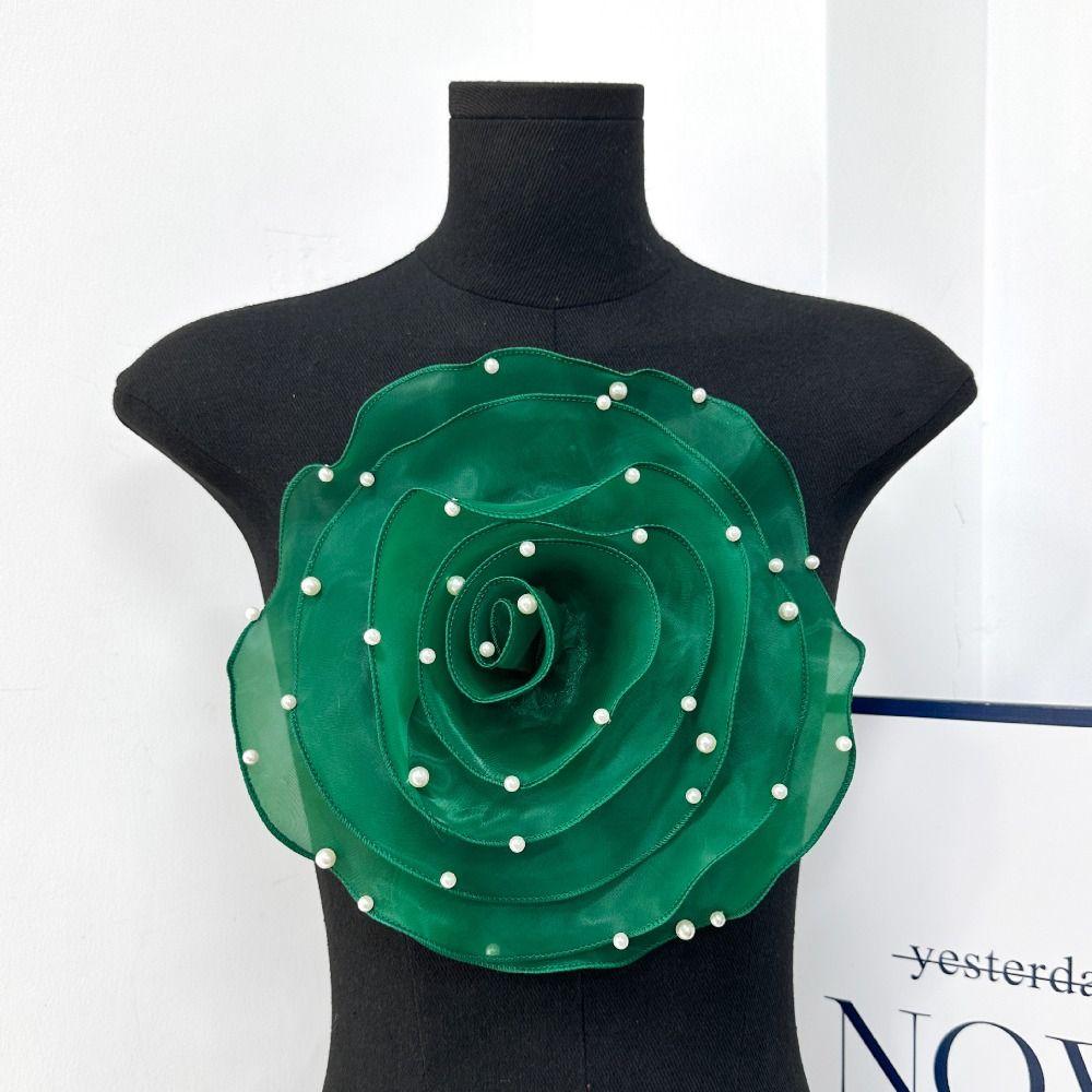 3D Organza Fabric Rose Flowers Patch Artificial Wedding Dress Neck Decoration  Brooch Accessories