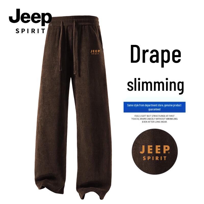 

JEEP SPIRIT Men s European Cotton Velvet Wide-Leg Casual Pants 3XL