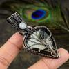 Mud Crack Fossil, Moonstone Gemstone Copper Wire Wrap Jewelry Pendant 2.76"