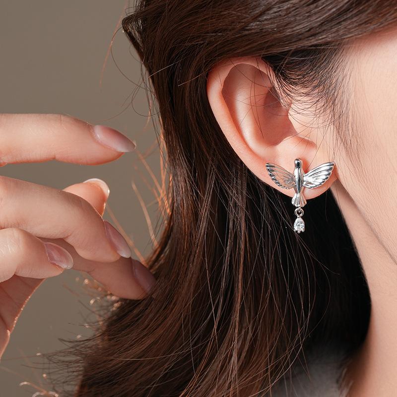 Zinc Alloy Needle Fashion Zircon Bird Earrings Light Luxury Design Drop Earring Commuting High End Zircon Wholesale for Women