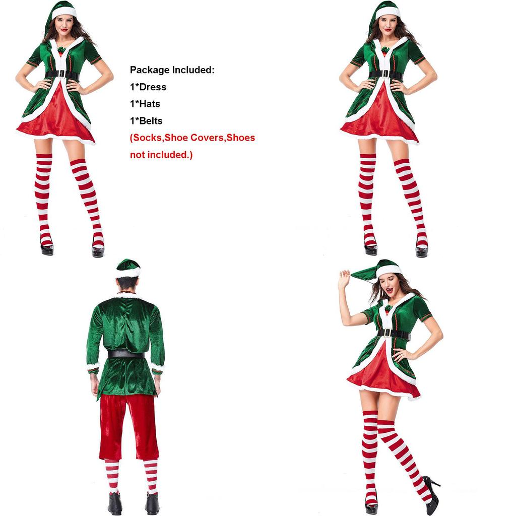 Luxurious Adult Christmas Santa's Helper Elf Cosplay Costume For Festive Parties